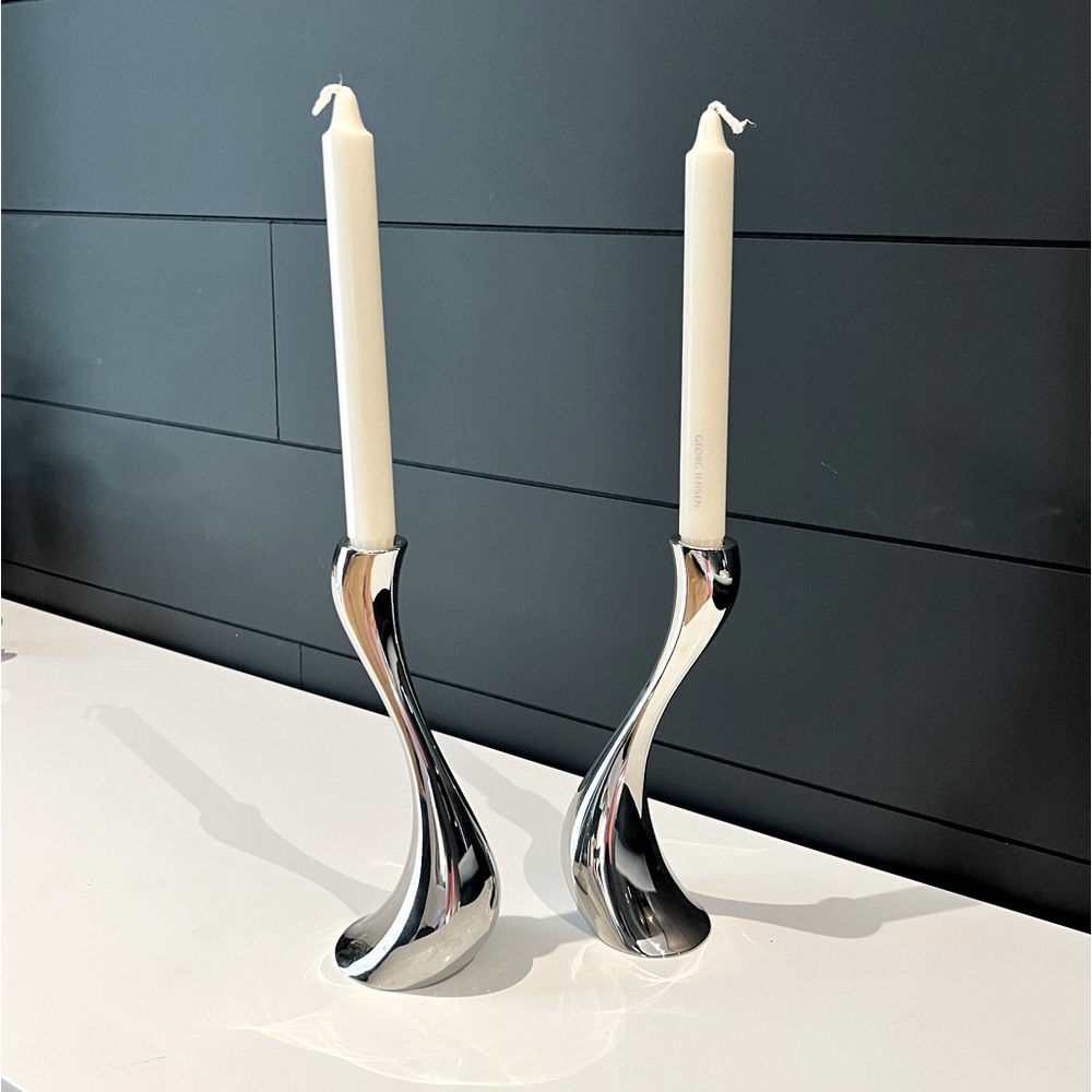🕯️🤍Georg Jensen Cobra Candlestick Holder Set with GJ branded candlesticks